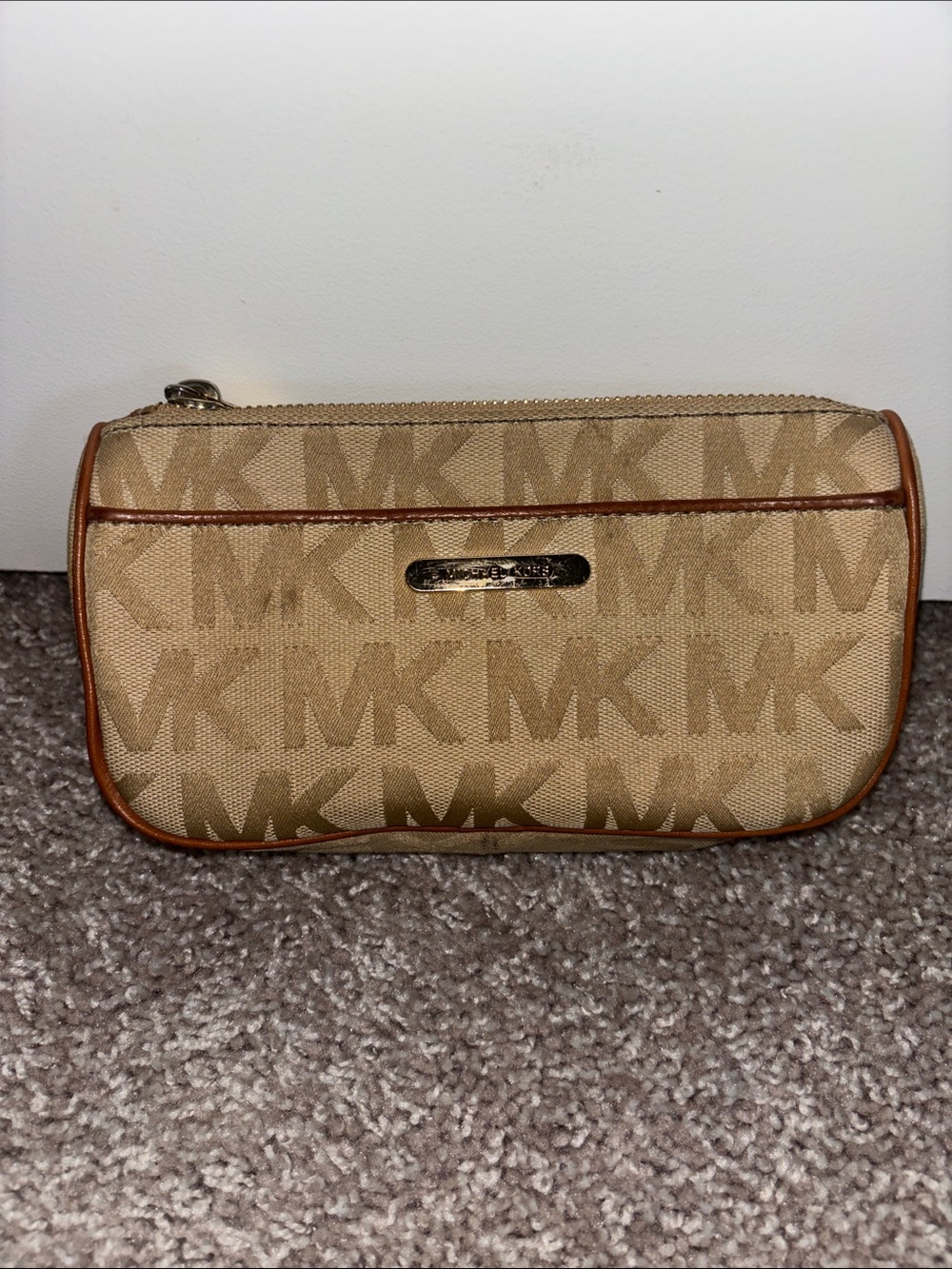 Michael Kors Tan Logo Toiletry Pouch